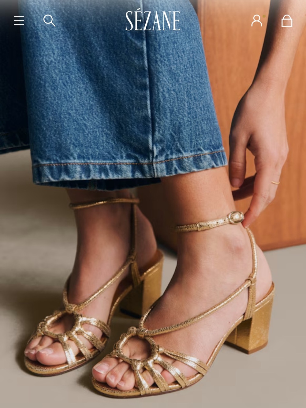 Sezane Gloria Sandals in Metallic Gold